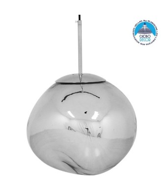 GLOBOSTAR® DIXAR 01464 Μοντέρνο Κρεμαστό Φωτιστικό Οροφής με Ντουί 1 x E27 AC 220-240V IP20 - Γκρι & Ασημί - Μ36 x Π36 x Υ45cm